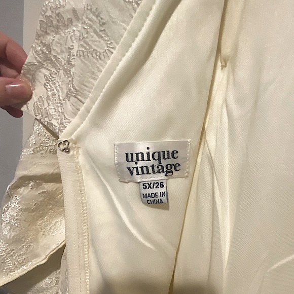 Ivory Brocade Wedding Swing Dress - Picture 7 of 12